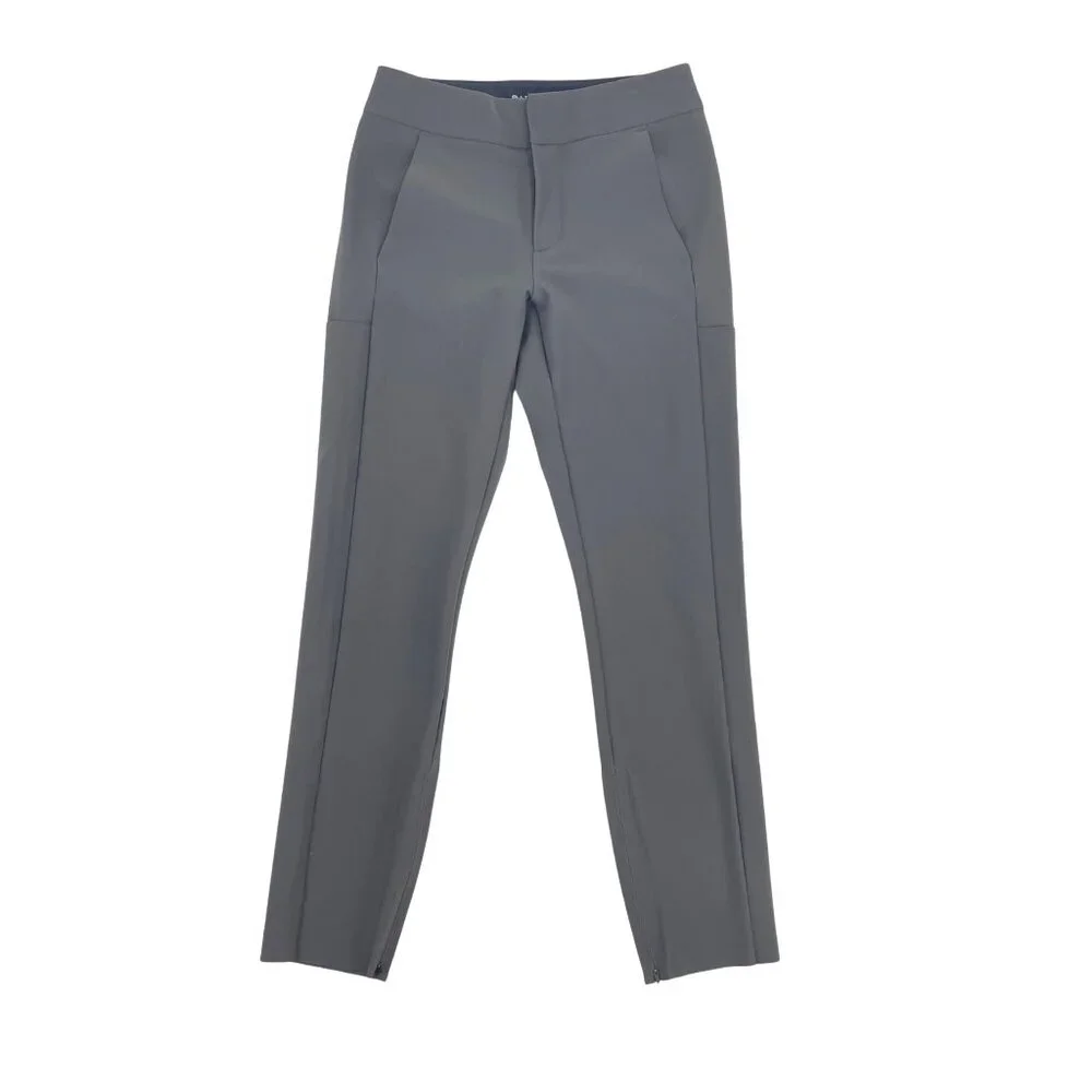 Athleta Stellar Trouser Pants Nylon Spandex Gray Pockets Womens Size 2 Ankle Zip - Picture 1 of 10